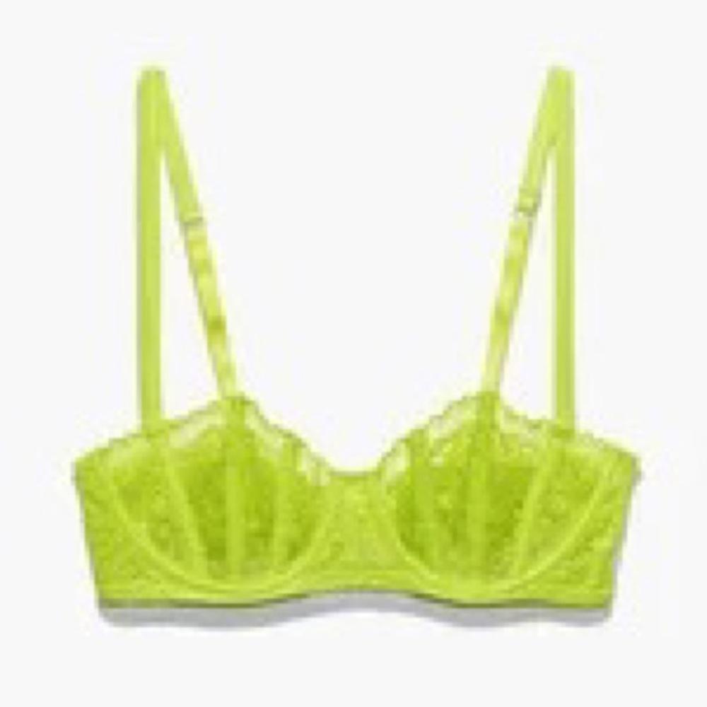 Caged lace unlined balconerte bra.
